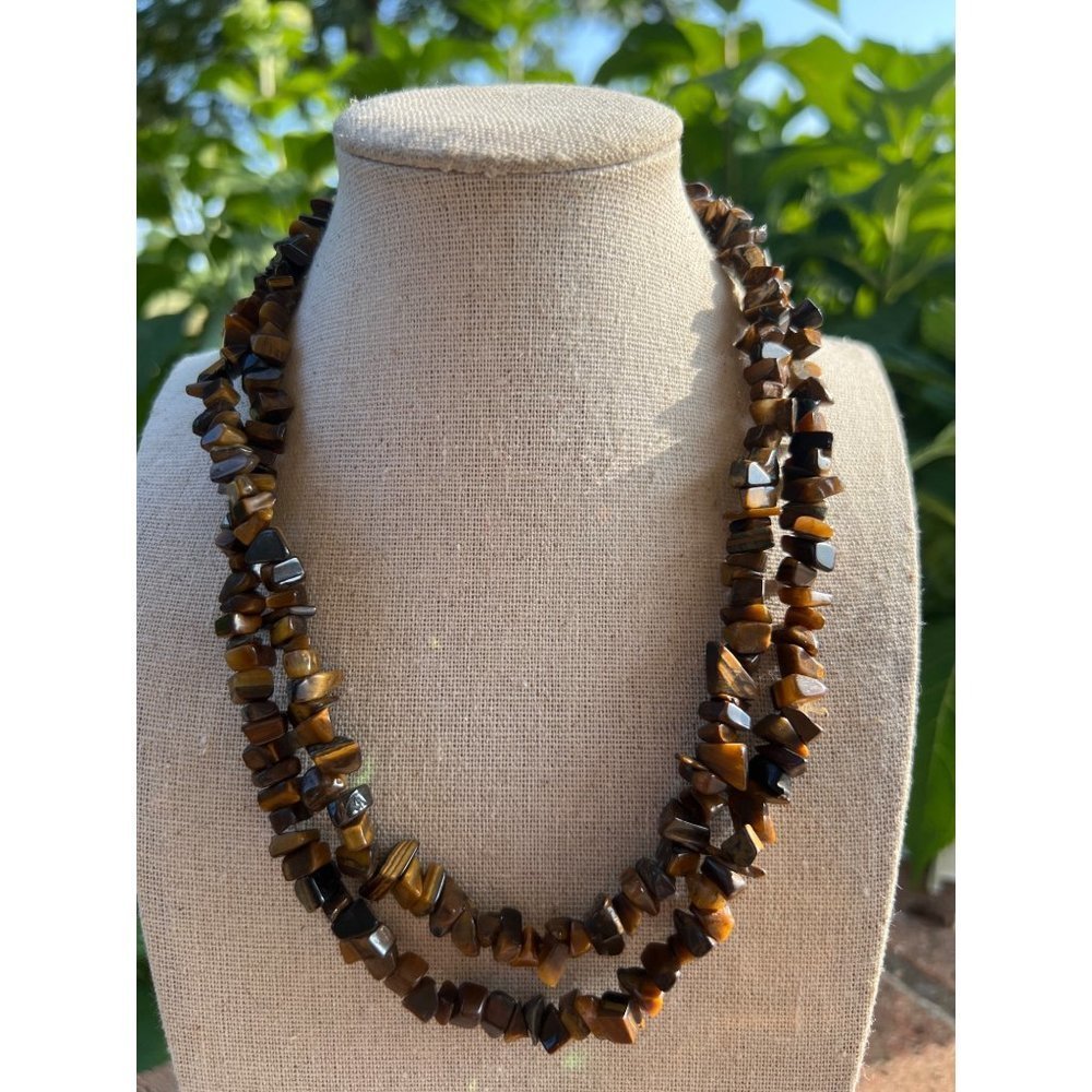 Genuine Tiger Eye Necklace — 34”